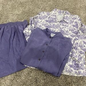 3 PC BonWorth Ladies Petite Medium Purple Outfit Pant Jacket Blouse Shirt Toile